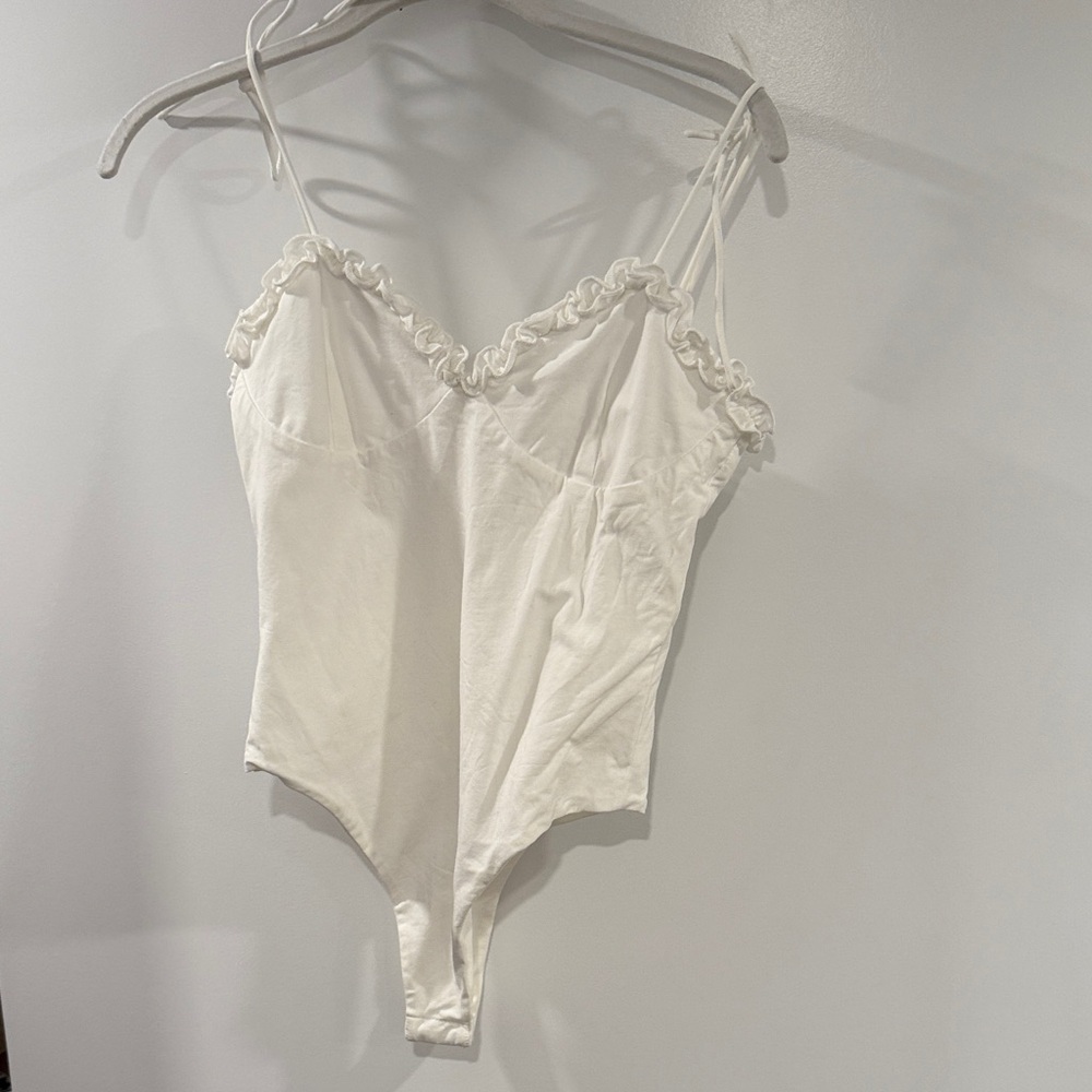 superdown White Ruffle Bodysuit
